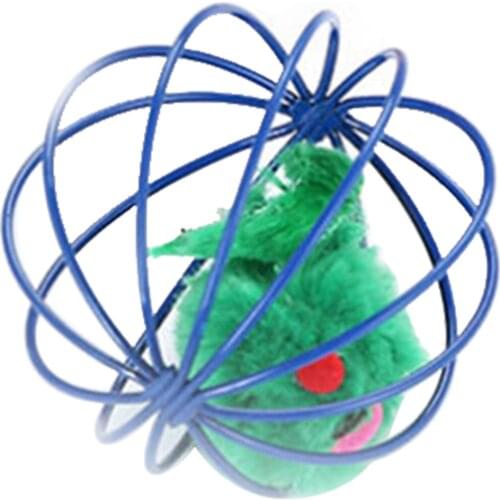 Colorful Mouse Toy Cat Ball Toy Creative Mouse In Cage Cat Interactive Toy Pet Playing Ball Pet Supplies Cat Favors Random Color