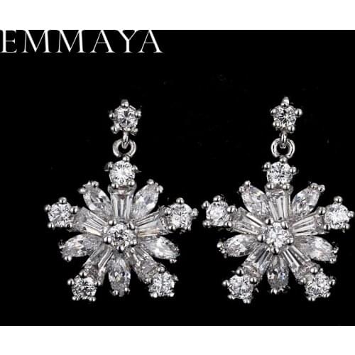 EMMAYA Luxury Flower Small Stud Earrings with Zircon Stone Women Birthday Gift Bijouterie