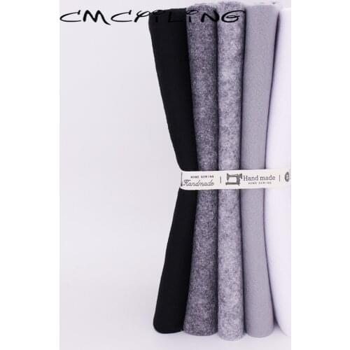 CMCYILING 25cmx28cm 5 Pcs/Lot Black White Gray Soft Felt Fabric For Needlework DIY Sewing Dolls Crafts Polyester Cloth