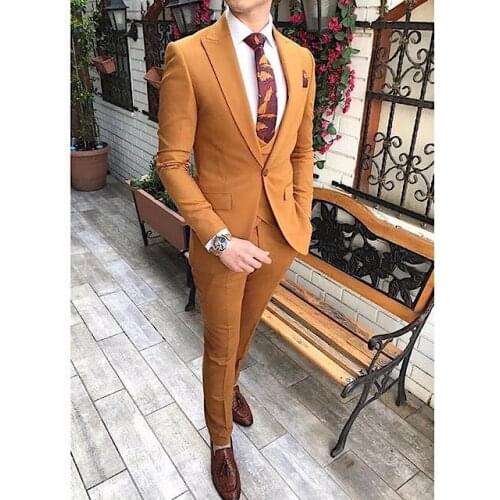 Handsome Groomsmen Wool blend Groom Tuxedos Mens Wedding Dress Man Jacket Blazer Prom Dinner (Jacket+Pants+Tie+Vest) A127