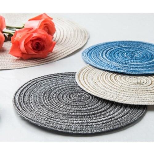 Round Ramie Anti-Skid Heat Insulation Mat Dining Mat POTS Plates Coasters Table Placemat For Dining Table