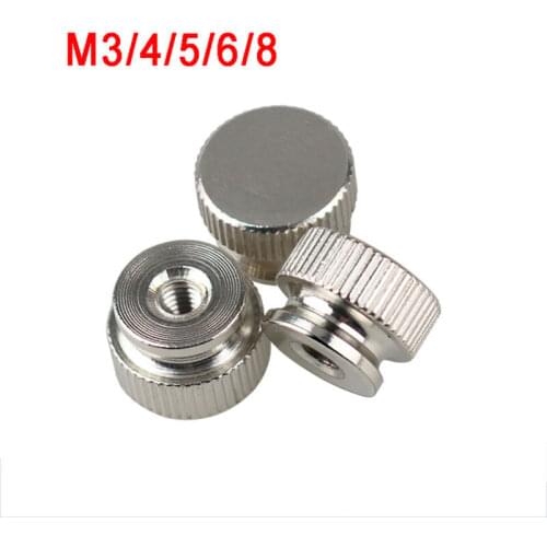 M3/4/5/6/8 Ni-plated Steel Knurled Thumb Nuts Through Hole/Blind Hole Hand Grip Knobs Step Nut