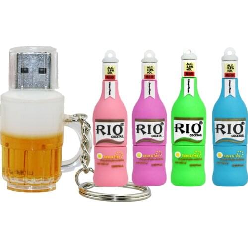 Fashion Cocktail USB Creative Beer Mug USB 2.0 USB Flash Drive Pendrive 4GB 8GB 16GB 32GB 64GB Memory Stick Gift Cle Usb