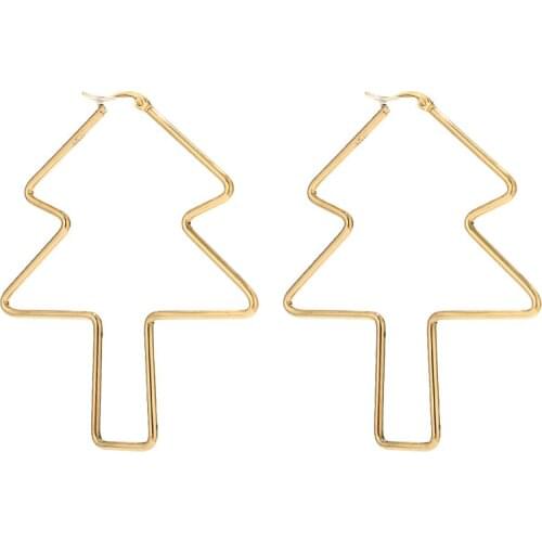 Fashion Gold plated stainless Steel Star Hoop Earrings Large Shaped High Polished Dangle Earrings for Women