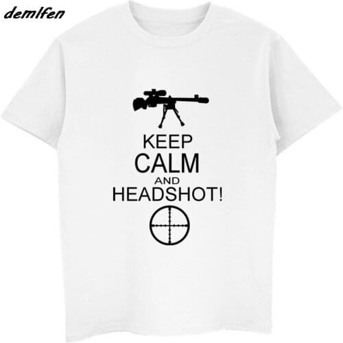 Hot Sale Mens T-shirt Battlefield Sniper Cecchino Keep Calm And Headshot T Shirt Male Hip Hop Tees Tops Streetwear