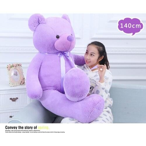 New arrival lovely purple teddy bear plush doll large 140cm bear soft throw pillow toy birthday gift h2819