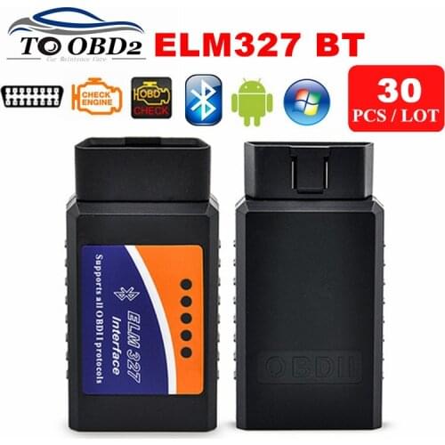 Wholesale 30pcs/Lot Stable Function Bluetooth Wireless ELM327 V2.1 Newest Works ON Android Supports Multi-Protocols ELM 327