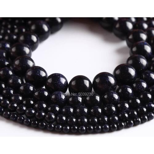 Wholesale Blue Sandstone Beads Natural Stone Round Loose Beads for Jewelry Making Necklace Bracelet DIY 4-12mm