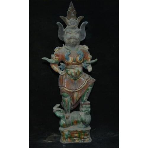 Rare Tang Dynasty(681--960)Tang Sancai procelain Statue/ Sculpture,buffy God,free shipping
