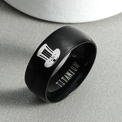 USA America Independence Day Ring Stainless Steel Ring Tall Hat Decorative Festival Jewelry for Men and Women