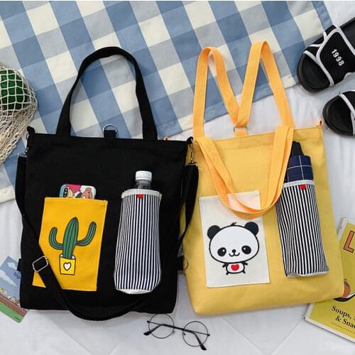 Bags for Women 2021 Crossbody Canvas Bag Foldable Cartoon Totes Shoulder Bags Female Storage Bag Satchels Purses and Handbags