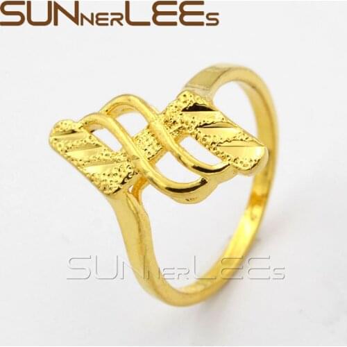 SUNNERLEES New Fashion Jewelry Womens Wedding Party Gift The Unique Design Frosted Gold-Color Rings R28 Y