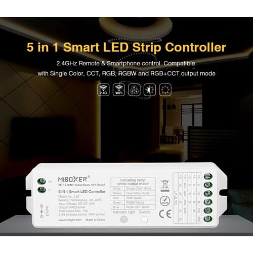 LS2 5 in 1 LED Controller DC12V~24V dimmer for Single Color/CCT/RGB/RGBW/RGB CCT Lamp Tape