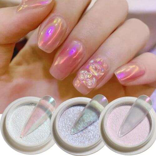 Solid Aurora Powder Nail Glitter Chameleon Rubbing Aurora Neon Pigments Mermaid Mirror Chrome Pearl Dust Nail Art Decor LEG01-06