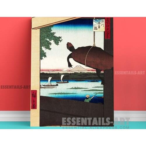 Japanese style Mannen Bridge Ukiyoe Canvas Wall Art Painting Decor Bedroom study Living kid Room Home Decoration Prints