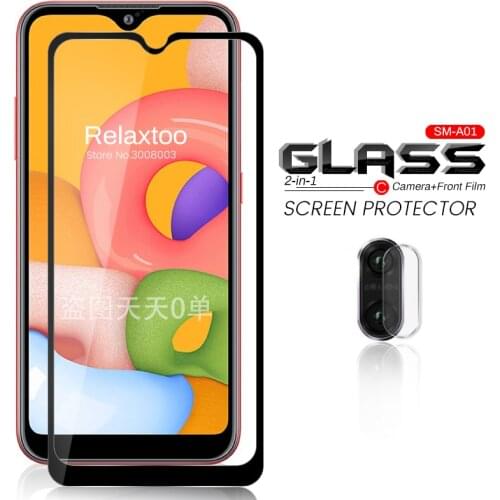 2-in-1 camera protective glass for samsung galaxy a01 a 01 2019 sm-a015f/ds 5.7'' phone screen armored tempered film protetion