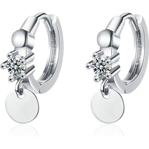 925 Sterling Silver Zircon Round Piercing Hollow Huggie 925 Sterling Silver Hoop Earrings For Women Trendy Jewelry Gift Pendient