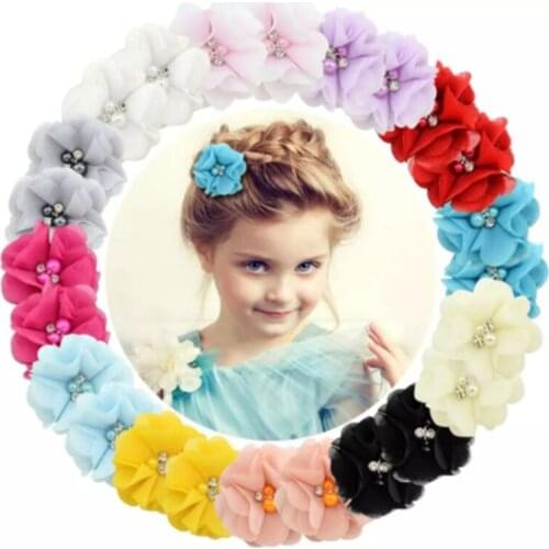 2 Pcs Baby Hair Clips Solid Chiffon Flower Clips Newborn Baby Mini Hair Clips Hair Accessories Kids Hair Clips Girl Hair Clips
