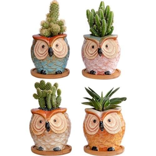 2pcs New Owl Flowerpot Succulent Pot Fleshy Planter Breathable Thumb Vase Cartoon Animal Pot Home Garden Balcony Decor
