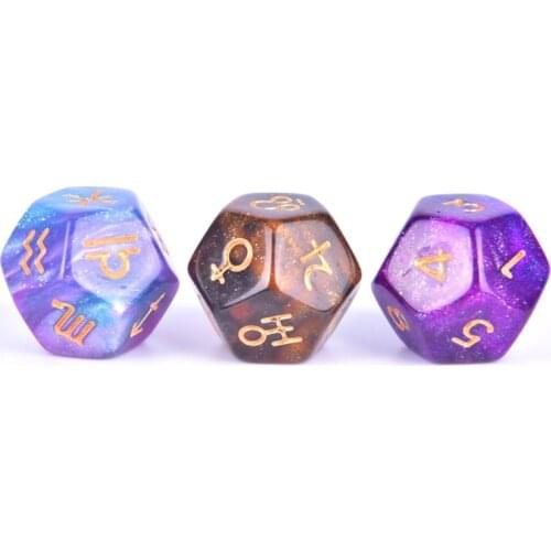 3Pcs 12-Sided Dice Astrology Tarot Card Multifaceted Constellation Dice Leisure And Entertainment Toys For Party Game