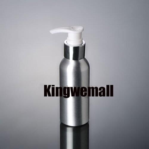 300pcs/lot Capacity 100ml Electrical Aluminum Bottles Lotion Bottle with White Pump for Cosmetic Packaging LD15-1