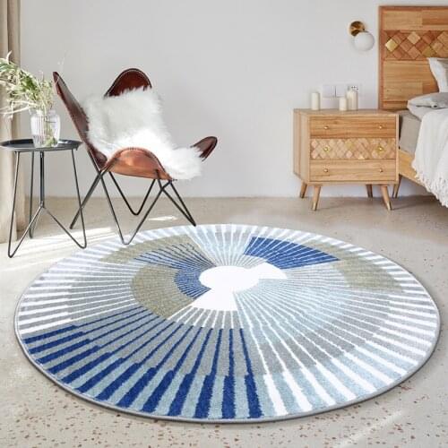 Nordic style abstract geometric round shaped coffee table floor mat 11cm thickness. INS popular decoration area rug, villa rug