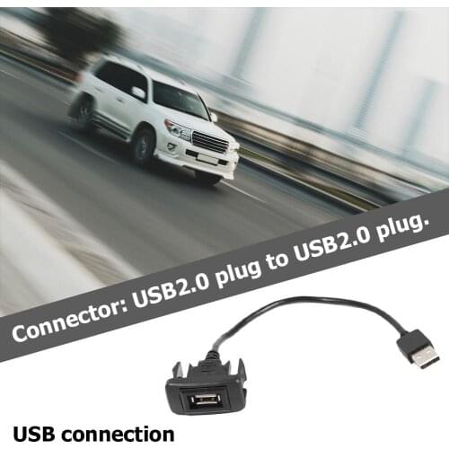Car Dashboard Flush Mount USB 2.0 Port Panel Male to Female Plastic Extension Cable Adapter For Toyota Camry Direct Replacement