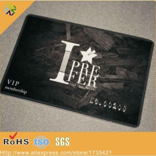 CR80 standard size 30mil CMYK printing plastic pvc material black VIP membership card