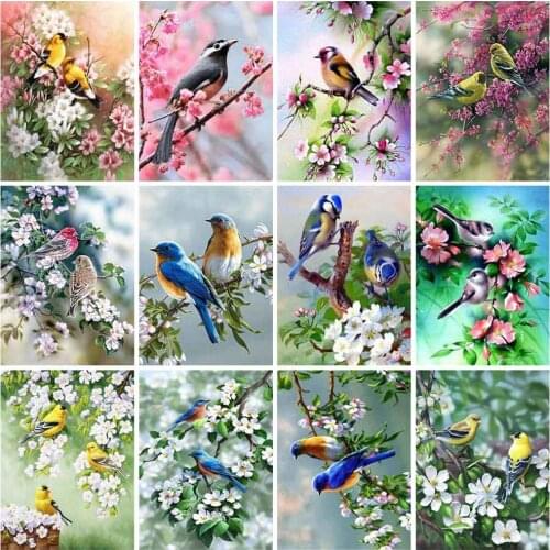 EverShine 5D DIY Diamond Painting Full Square Drill Bird Diamond Embroidery Animal Cross Stitch Spring Mosaic Kits Handicraft