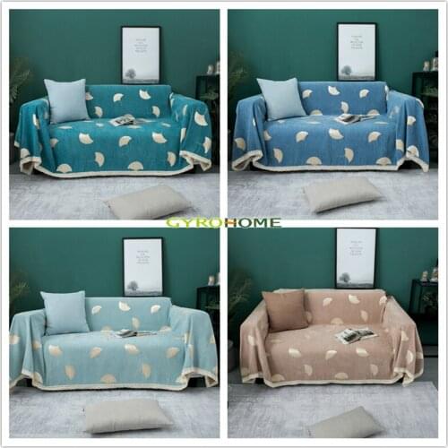 GY4080 Chenille Ginkgo Biloba Geometry Deer Blanket Sofa Decorative Slipcover Stitching Blanket Rug