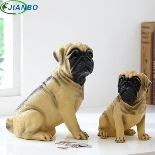 Exquisite Michief Pug Dog Save Coin Money Box Life Cute Dog Piggy Bank Desk Ornament High Quality Resin Decor Present For Friend