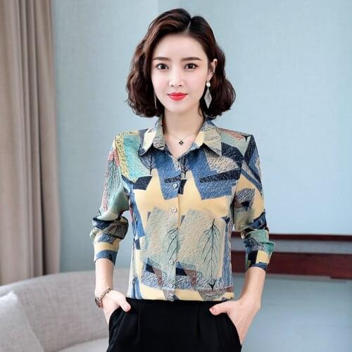 TingYiLi M-5XL Plus Size Fashion Womens Shirt Korean Style Long Sleeve Chiffon Blouse Vintage Floral Print Ladies Tops Boho