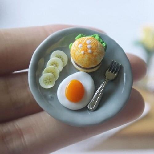 NEW 1 Set 1/12 Scale Miniature Fast Food Mini Hamburger Egg Pretend Food for Blyth OB11 BJD Dollhouse Kitchen Play Toys