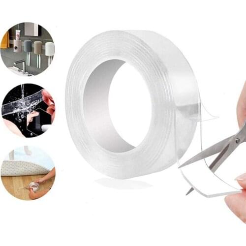 1/2/3/5m Reusable Double Sided Traceless Adhesive Magic Nano Tape Removable Sticker Washable Transparent Super Fix Gel Grip Tape