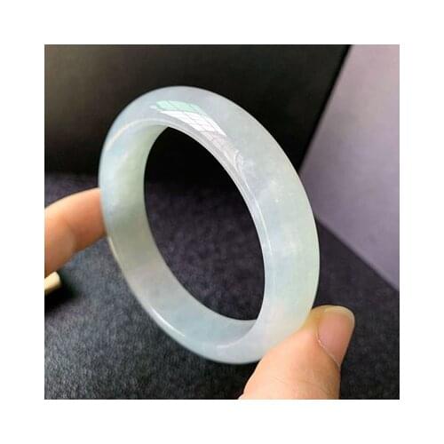 Natural Burmese Jadeite 54-64mm Light Color Bracelet Elegant Princess Jewelry For Mom For Girlfriend