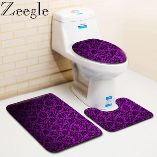 Zeegle Non-slip Absorbent Bath Mat Bathroom Carpet Toilet Floor Mats Foot Pads Toilet Seat Cover Bathroom Mat Modern Toilet Mat