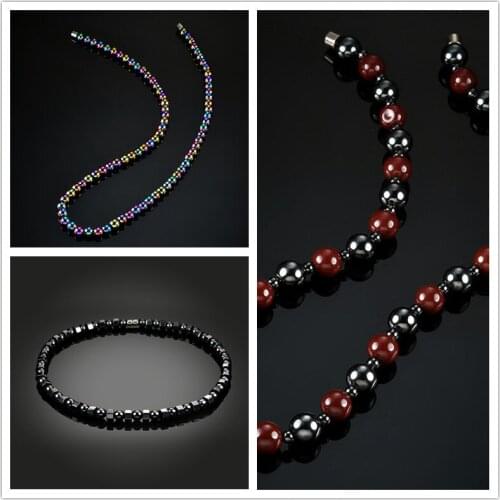 2020 New Personality Hematite Necklace With Magnetic Therapy Black Red Health Women Men Jewelry Beads Necklace Jewelry