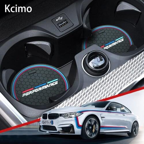2PCS Car Coasters Cup Holder Mats for BMW F10 F11 F07 E60 E61 F01 G11 F25 G01 G26 G02 F15 G05 E70 F16 G06 M Anti-slip Pad