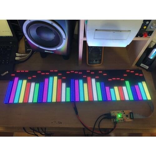 AS128 Voice Control Full Color RGB Music Spectrum Display Analyzer Stereo Audio KTV Stage LED Rhythm Light 64 Mode MP3 Amplifier