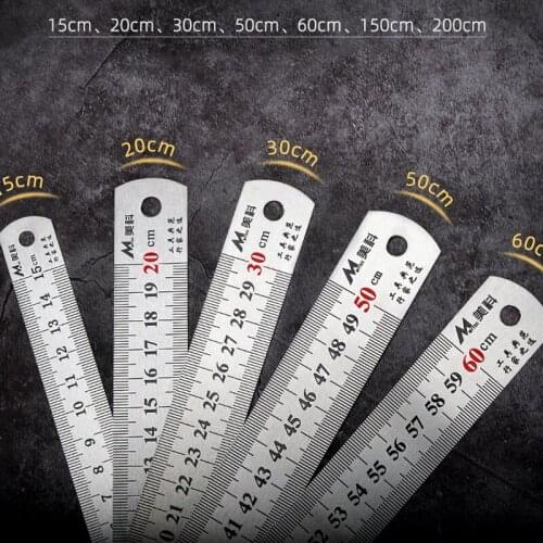 2pcs 15/20/30/50/60cm Stainless Steel Straight Rulers Double Side Scale Precise measurement tool DIY Woodworking Hand Tools