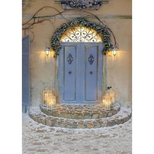 Christmas Brick Wall House Snow Courtyard Vinyl Photo Backdrops Photographic Background Photocall Photo Studio for Children Baby