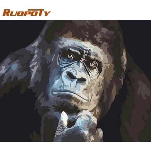 RUOPOTY 60x75cm Frame DIY Painting By Numbers Acrylic Animals Hand Painted orangutan Oil Paint By Numbers Home Decor Art