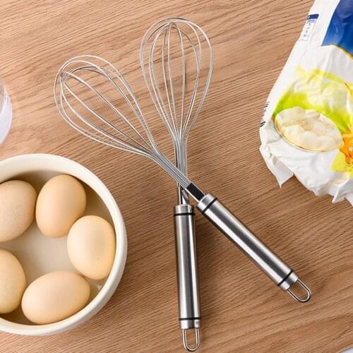 Silver Kitchen Egg Whisk Stainless Steel Manual Balloon Whisk Wire Whisk Hand Blender Egg Cream Stirring Tools Kitchen Supplies