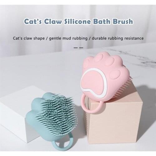 Cat Paw Shower Brush Scrubbing Dispensing Scalp Bathing Brush Plastic Silicone Hair Washing Massager Bathroom Accessory