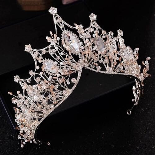 Wedding Crown Pageant King Queen Crown Bridal Tiara Chinese Hair Accessories Head Jewelry Headpiece Large Crystal Bride Hairband