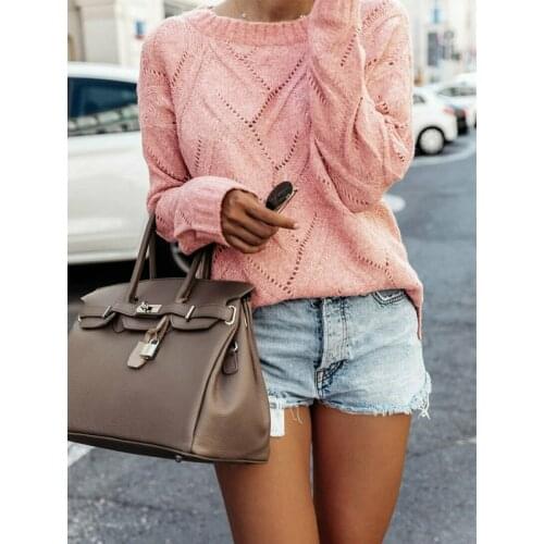 Winter Sweater women Long Sleeve O-Neck Mini Hole Warm Winter Loose Kint Sweaters Pullover pull jumper Tops