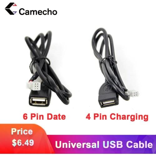 Camecho USB Cable 4 pin Charging Cable and 6 pin Date Cable Universal For 2din Car Radio USB Car Android Radio Car Accessories