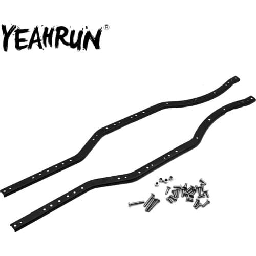 YEAHRUN Black Stainless Steel Chassis Frame Rails for Axial SCX10 II AX90046 1/10 RC Crawler Car Upgrade Parts