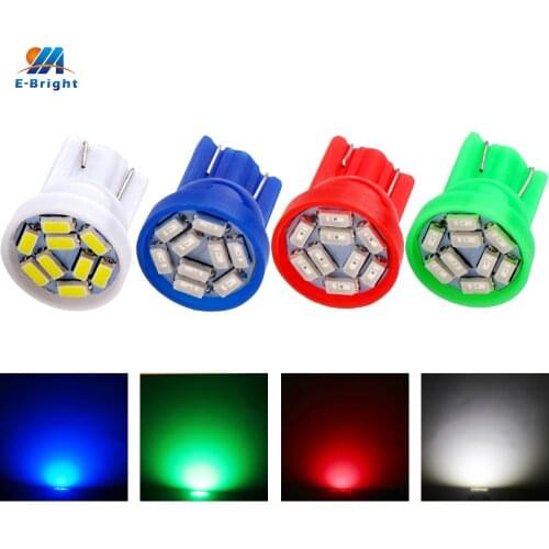 YM E-Bright 10PCS T10 1206 9 SMD 194 168 W5W 12V DC Car Interior LED Lights Auto Bulbs White Blue Red Green Automobile Lighting