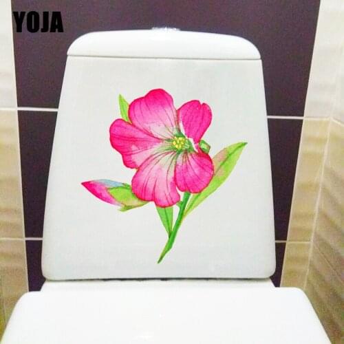 YOJA 20.5X21.8CM Hand Painted Pink Flower Modern Art Home Wall Sticker WC Decor Toilet Decal T1-1697